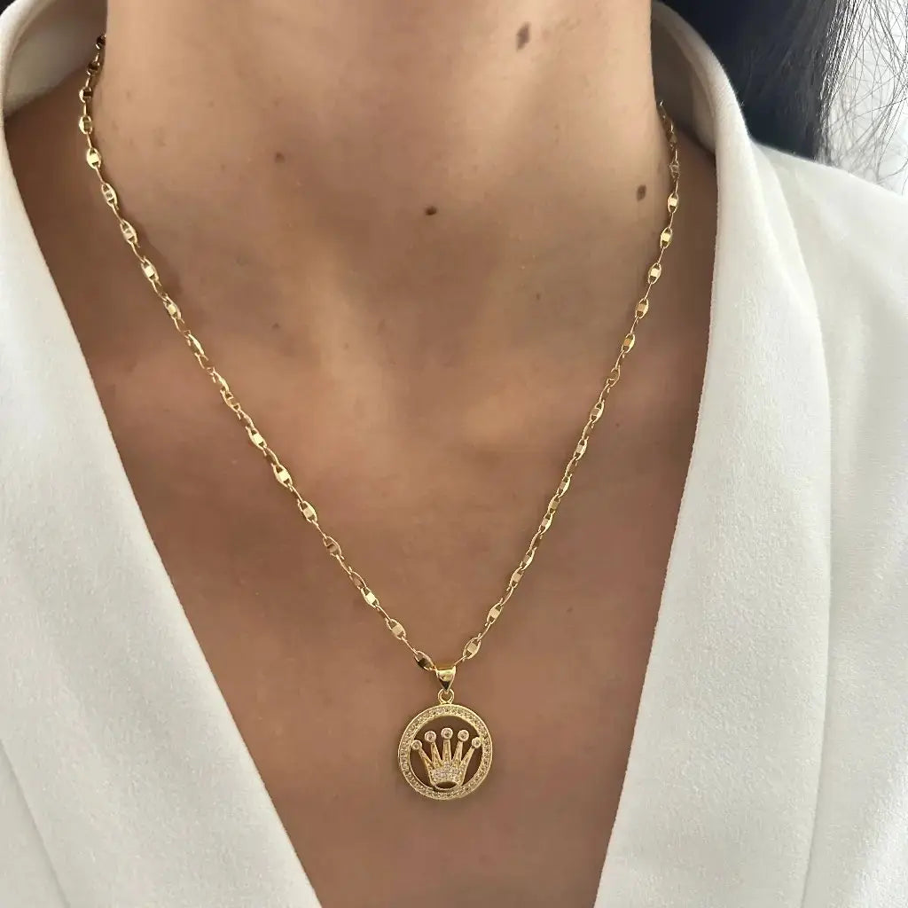 Cadena Tejido Escalera con Destello Dije Rolex