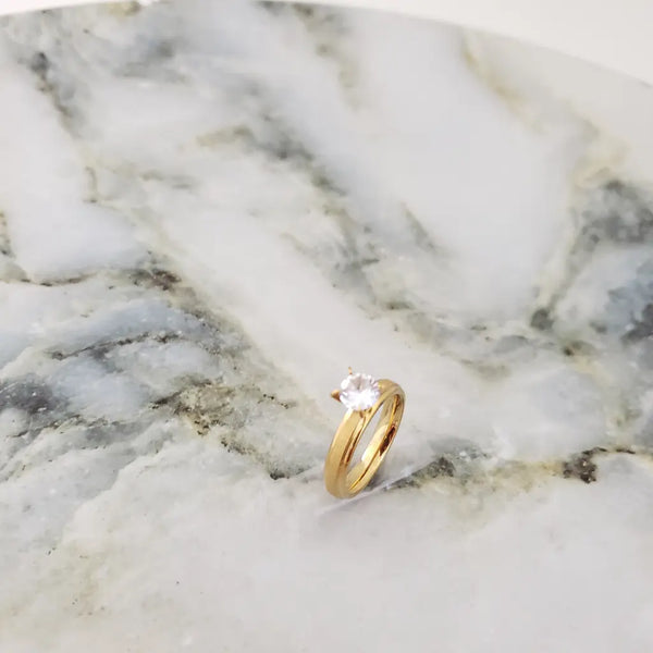 Anillo De Dama Con Diseño De Franja Cristal Con Piedra Cristal