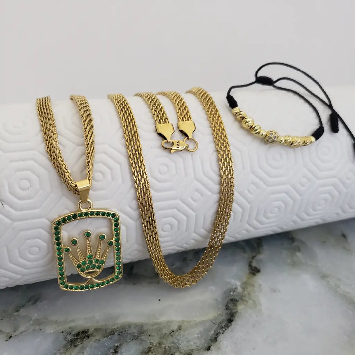 Cadena De Caballero De Tejido Chino De 60cm-6mm De Grosor Con Dije De Rolex Manilla Envío Gratis