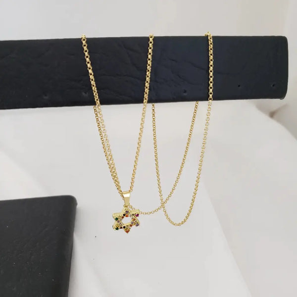 Cadena De Dama De Tejido Aros de 50cm-1mm De Grosor + Dije De La Estrella De David + Envío Gratis