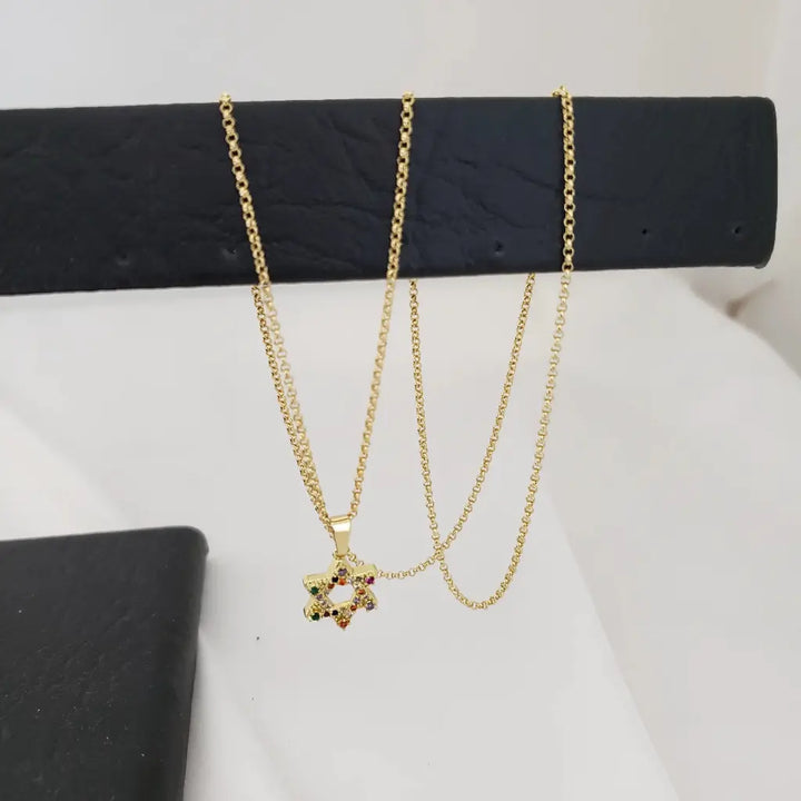 Cadena De Dama De Tejido Aros de 50cm-1mm De Grosor + Dije De La Estrella De David + Envío Gratis
