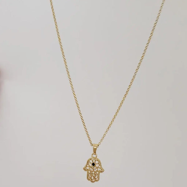 Cadena De Dama De Tejido Aros de 50cm-1mm De Grosor + Dije de Mano Jamsa