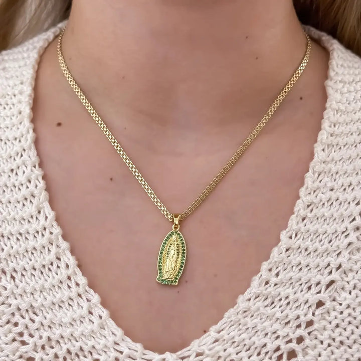 Cadena De Dama De Tejido Chino De 50cm-3mm De Grosor Con Dije De La Virgen De Guadalupe