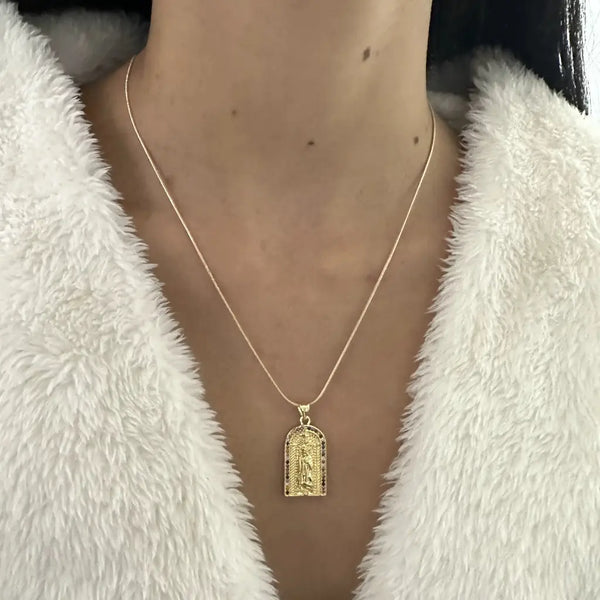Cadena De Dama De Tejido Cola De Ratón de 50cm-0.5mn De Grosor + Dije de La Virgen de Guadalupe