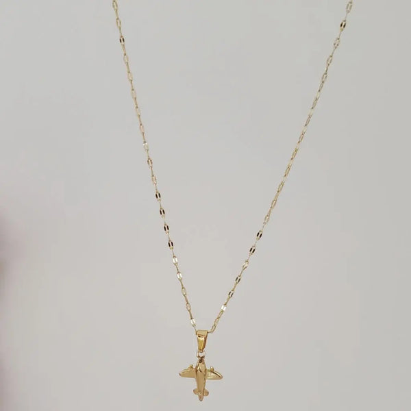 Cadena De Dama De Tejido Crispeta de 50cm-1mm De Grosor + Dije de Avión