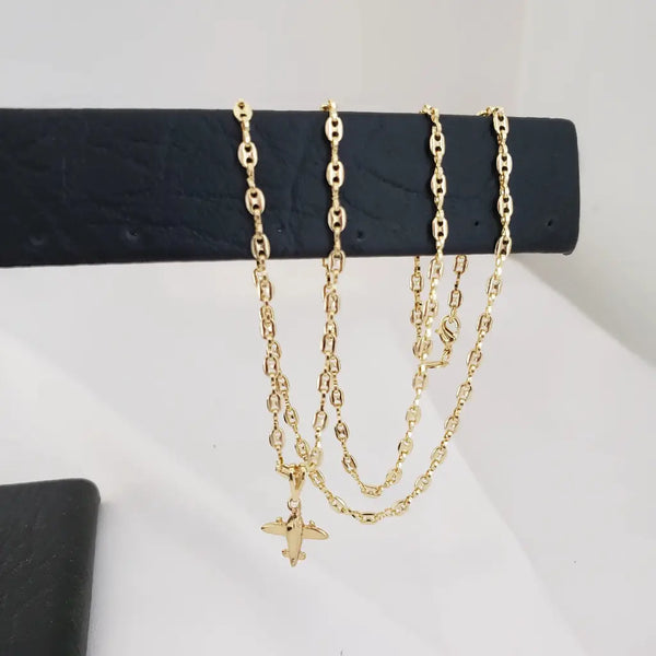 Cadena De Dama De Tejido Gucci De 50cm-3mm De Grosor + Dije de Avión + Envío Gratis