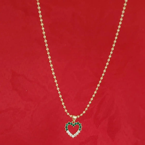 Cadena De Dama De Tejido Militar de 50cm-2mm De Grosor + Dije de Corazón Cristal