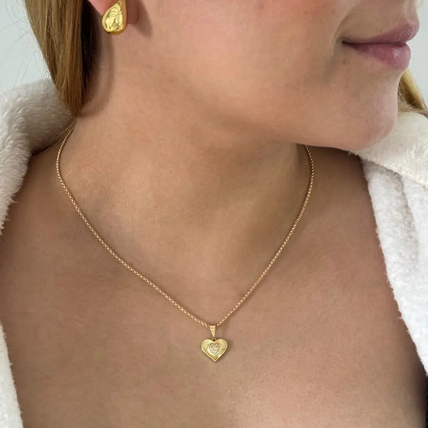 Cadena De Dama De Tejido Rolón De 50cm-1mm De Grosor + Dije De Corazón + Envío Gratis