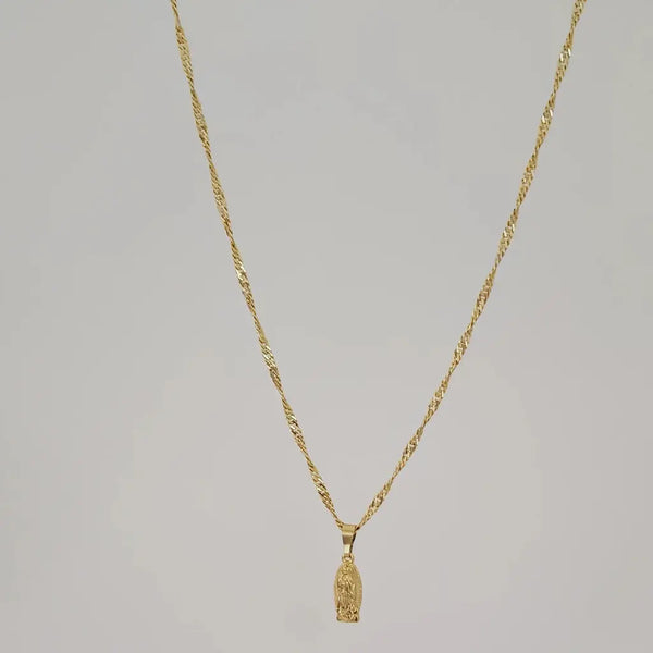 Cadena De Dama De Tejido Singapur de 50-1mm de Grosor + Dije de La Virgen de Guadalupe + Envío Gratis