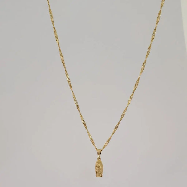 Cadena De Dama De Tejido Singapur de 50cm-1mm De Grosor + Dije De La Virgen De Guadalupe