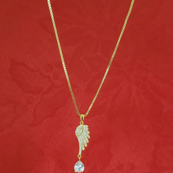 Cadena De Dama De Tejido Veneciano de 50cm-1mm De Grosor + Dije de Ala Cristal