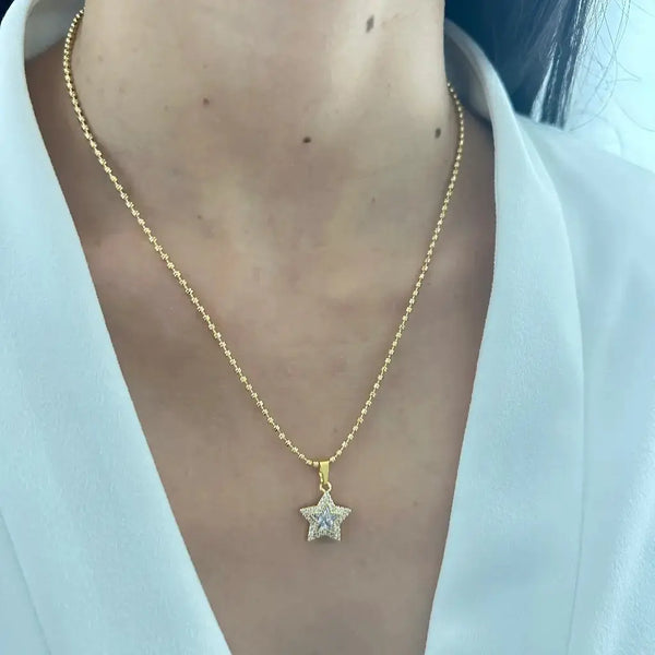 Cadena Militar Diamantada 45CM -50CM + Dije Estrella