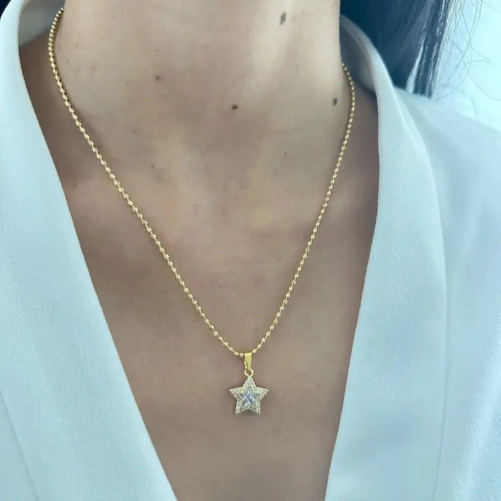Cadena Militar Diamantada 45CM -50CM + Dije Estrella