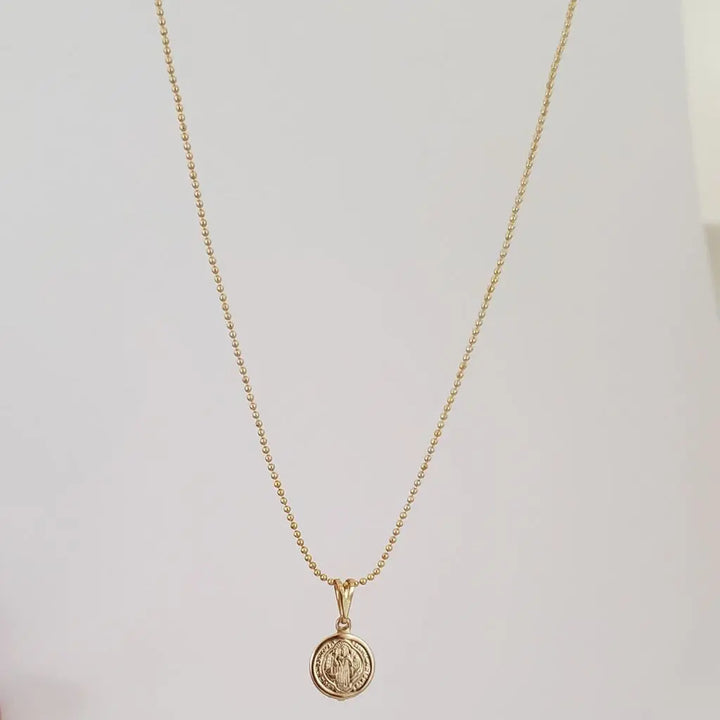 Cadena de Dama de Tejido Militar de 50cm-1mm De Grosor + Dije De San Benito