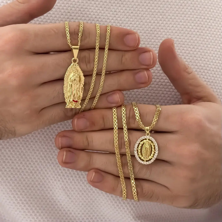 Cadenas Para Parejas De Tejido Chino Con Dijes De La Virgen De Guadalupe