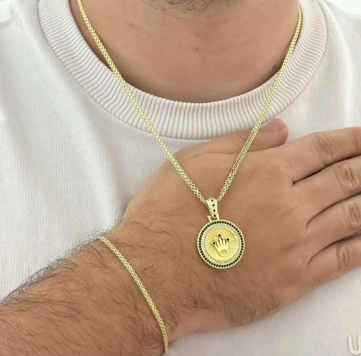 Conjunto De Caballero De Tejido Chino Con Cadena Y Esclava Y Dije Rolex + Envío Gratis