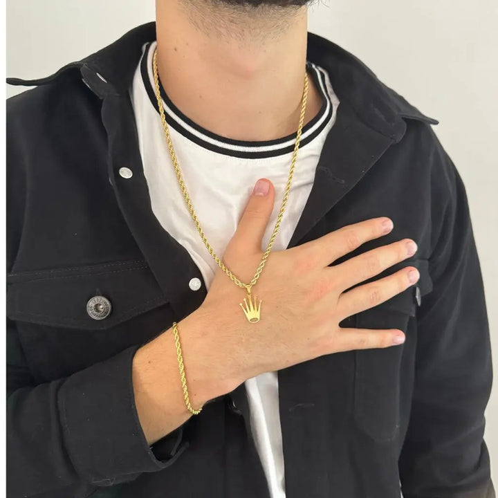 Conjunto Lazo Cadena 60cm-3mm de Grosor + DijeGratis  Corona Rolex + Envio Gratis