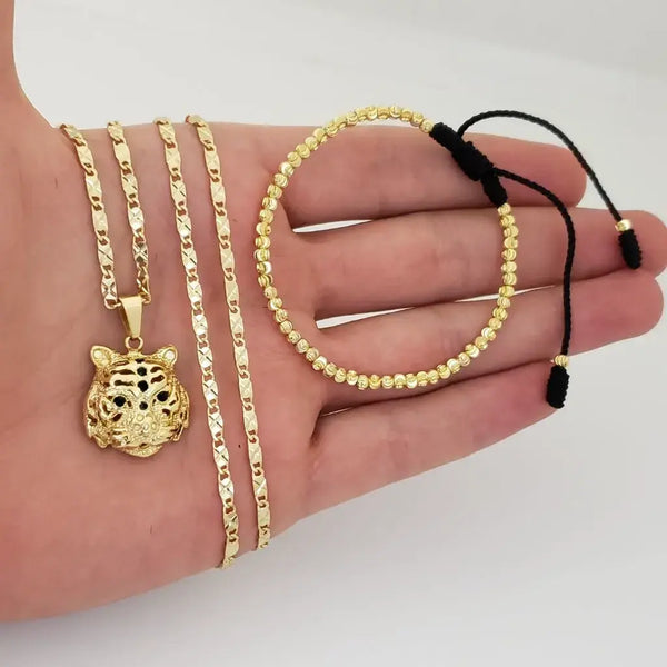 Conjunto Para Caballeros de Cadena de Tejido Caracol Con Destellos de 60cm-2mm De Grosor + Pulsera de Balines Italianos de 3mm De Grosor