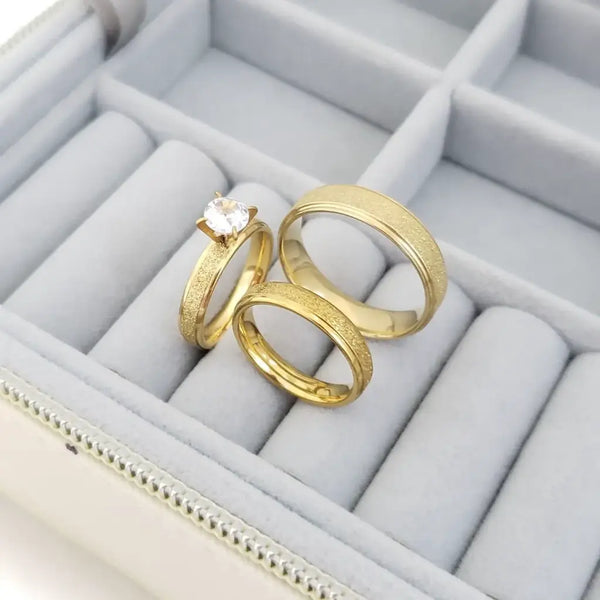 Juego De Par De Argollas De Matrimonio  + Argolla De Compromiso