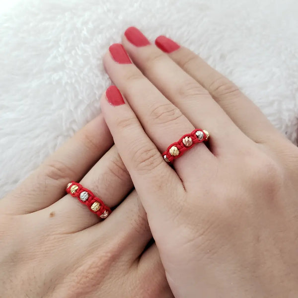 Par De Anillos Rojos De Balines Italianos Tres Oros