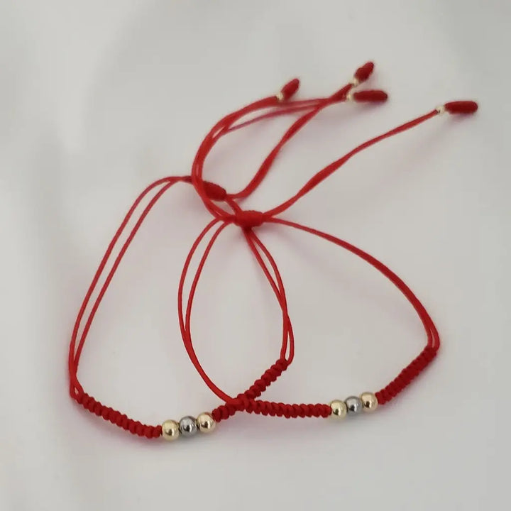 Par De Manillas De Tejido Serpiente Con Balines Tres Oros de 3mm