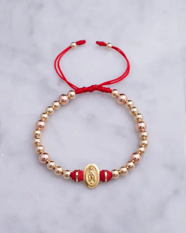 Pulsera Balin #8mm 6mm Liso + Virgen Milagrosa