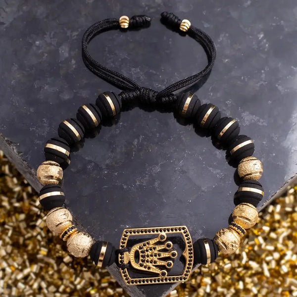 Pulsera De Caballero De Neoprenos Y Balines Diamantados de 8mm, Rondeles De 5mm y Herraje Rolex