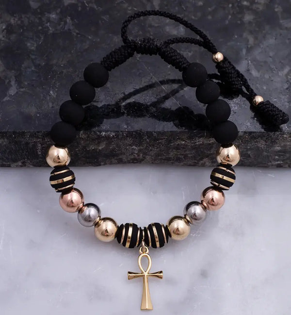 Pulsera De Caballero De Neoprenos Y Balines Diamantados de 8mm, Rondeles De 5mm y Herraje Rolex