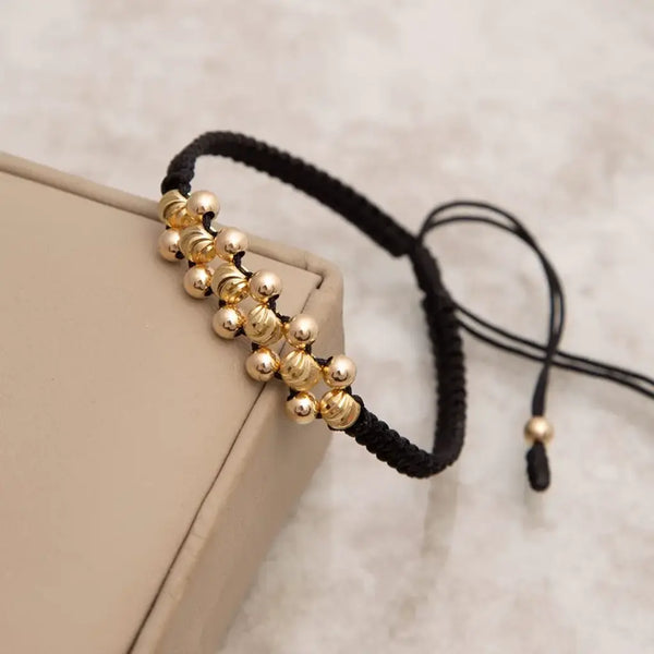Pulsera De Caballero De Tejido Macramé Con Balines Italianos De 4mm y Balines Lisos de 3mm