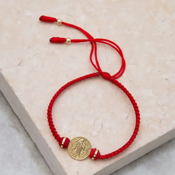 Pulsera De Caballero De Tejido Macramé Con Neoprenos de 6mm Y Herraje De San Benito