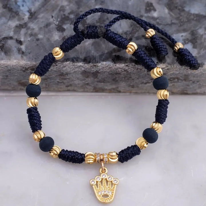 Pulsera De Caballero De Terlenca Azul Con Balines Italianos de 5mm, Neoprenos de 6mm, Rondeles de 4mm Y Dije Rolex