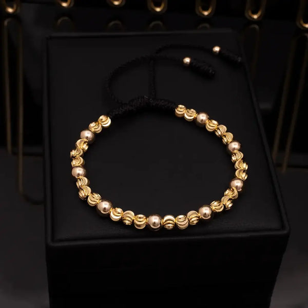 Pulsera De Caballero De Terlenca Negra Con Balines Italianos De 4mm y Balines Lisos de 5mm