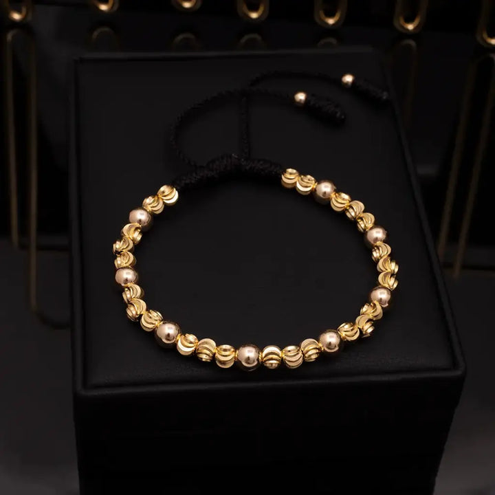 Pulsera De Caballero De Terlenca Negra Con Balines Italianos De 4mm y Balines Lisos de 5mm