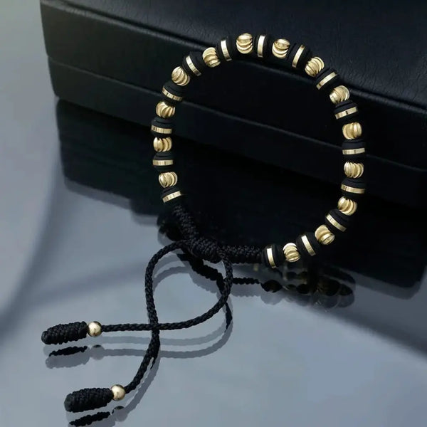 Pulsera De Caballero de Terlenca Negra Con Neoprenos De 5mm y Balines Italianos de 4mm