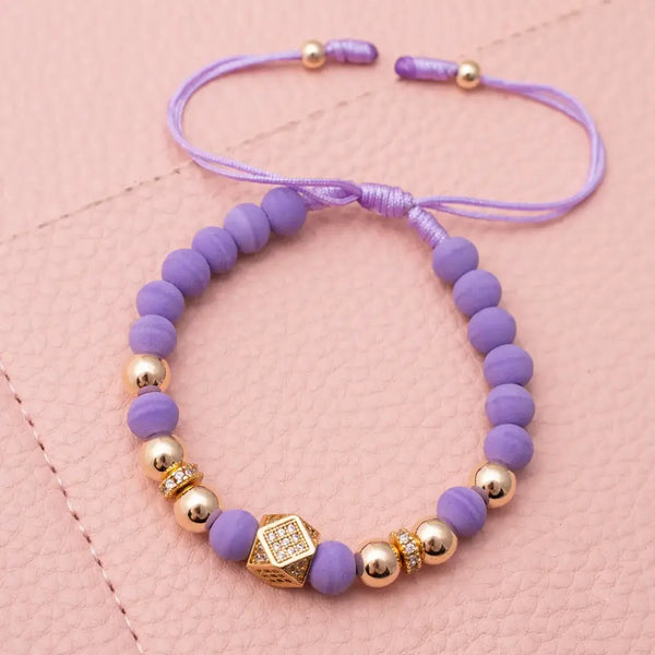 Pulsera De Dama De Neoprenos, Balines y Rondeles de 6mm Y Herraje Hexagonal