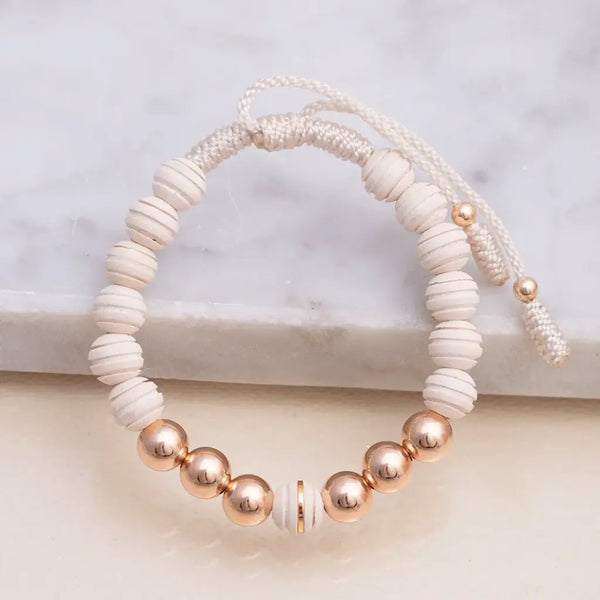 Pulsera De Dama De Terlenca Blanca Con Balines y Neoprenos De 6mm