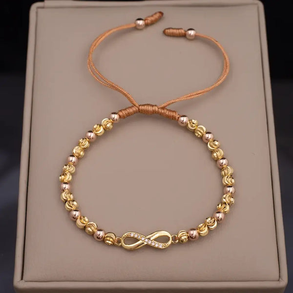 Pulsera Italiana De Dama Con Balines De 4mm y Herraje de Infinito
