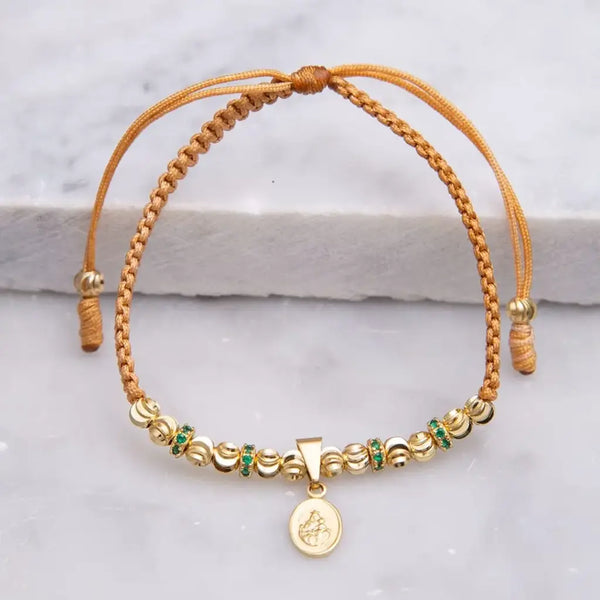 Pulsera Italiana De Dama Con Dije De La Virgen Del Carmen y Balines Y Rondeles De 4mm