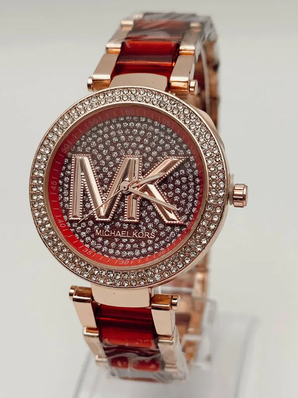 Reloj Analógico Michael Kors Rosas De Correas Rojas + Envío Gratis