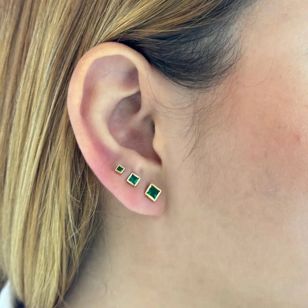 Set De Topos De Dama Cuadrados De Cristal Verde + Envío Gratis